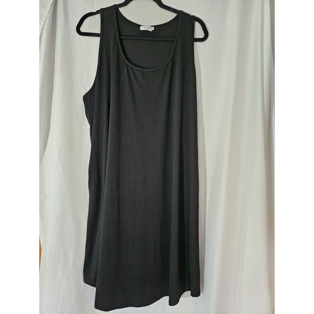 LUCKY MORE SZ 2XL Cotton/Spandex Black Long Tank Top Tunic Pockets